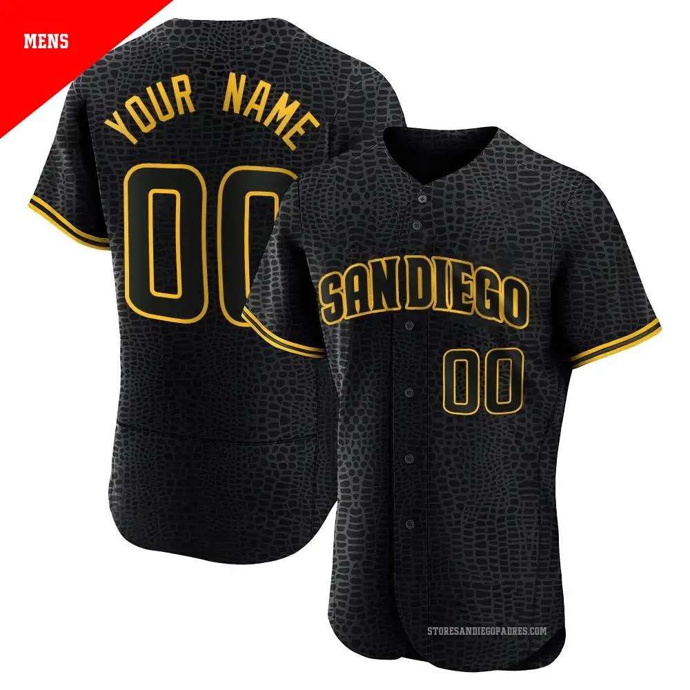 Men's ＃00 Custom San Diego Padres Black Authentic Snake Skin City Jersey