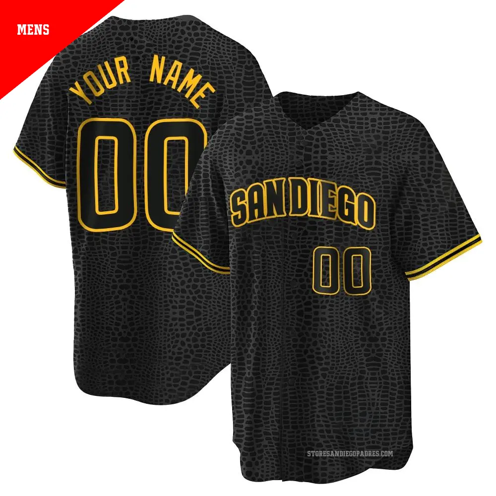 Men's ＃00 Custom San Diego Padres Black Replica Snake Skin City Jersey