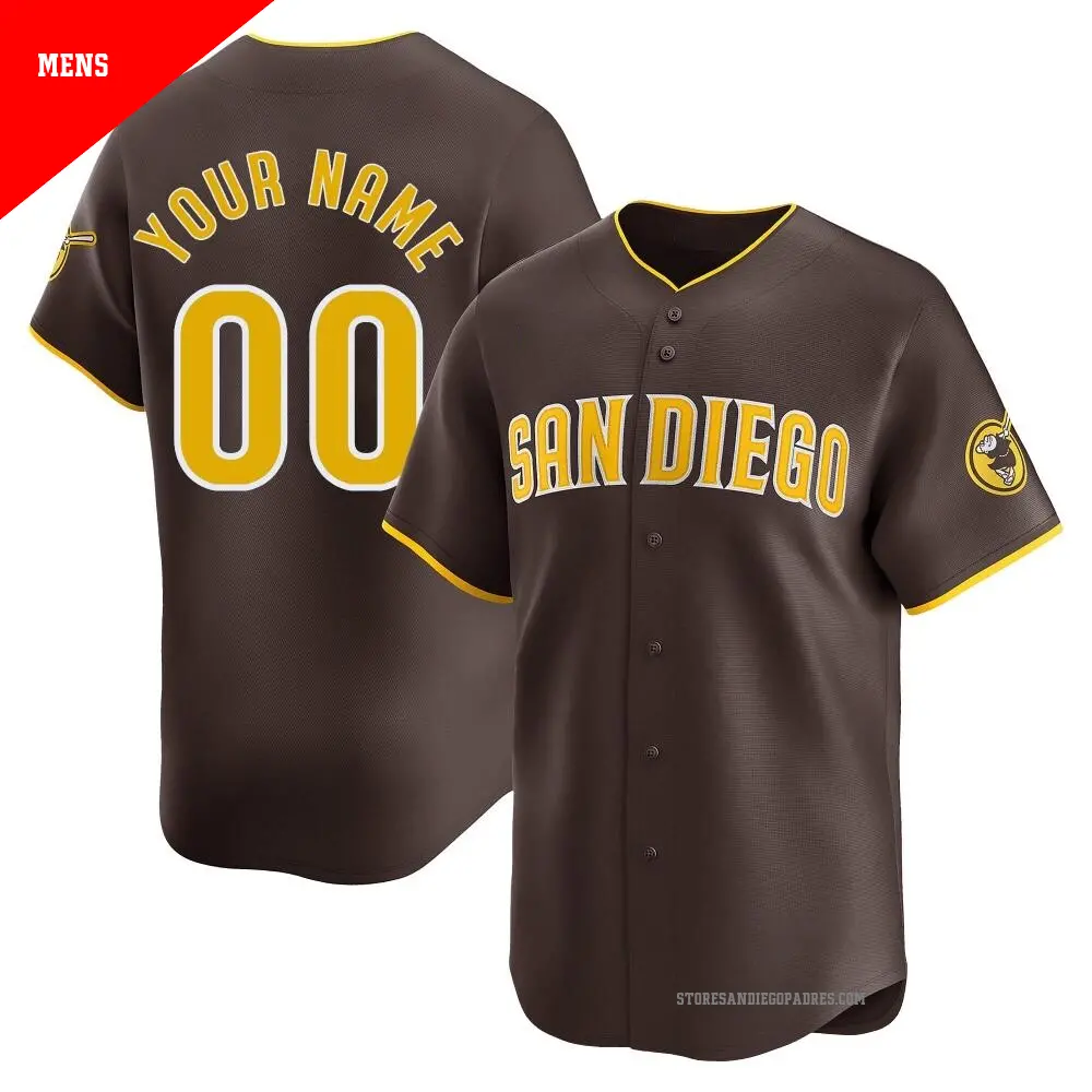 Men's ＃00 Custom San Diego Padres Brown Limited Away Jersey