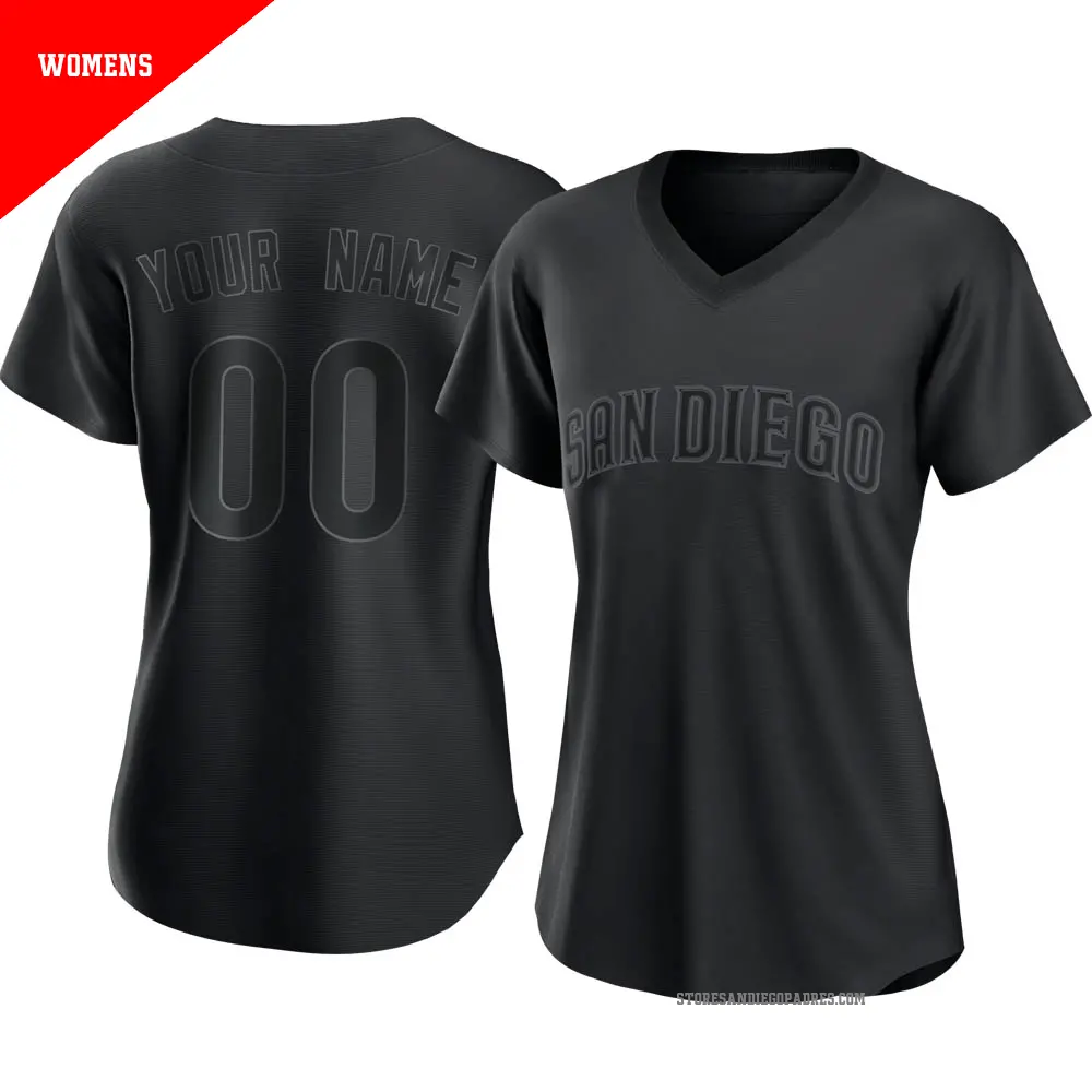 Women's ＃00 Custom San Diego Padres Black Authentic Pitch Fashion Jersey