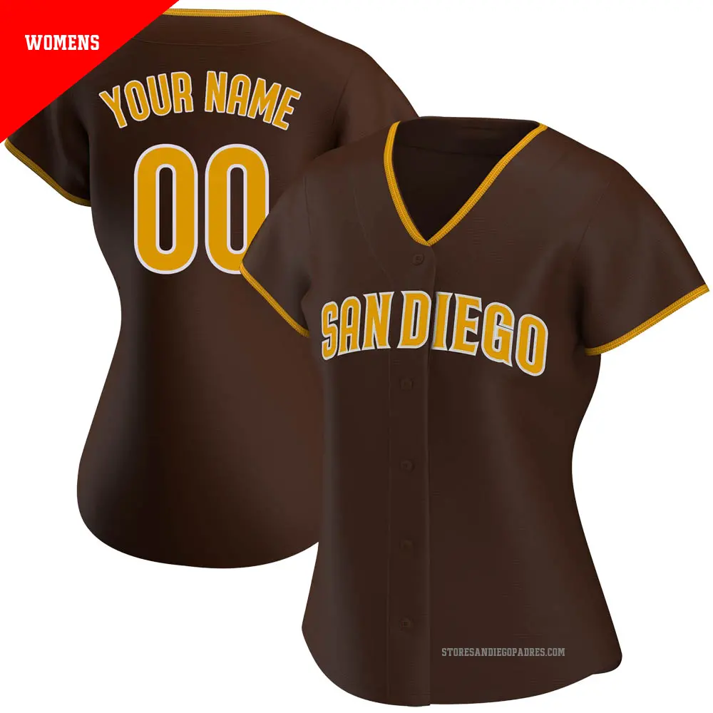 Women's ＃00 Custom San Diego Padres Brown Authentic Road Jersey