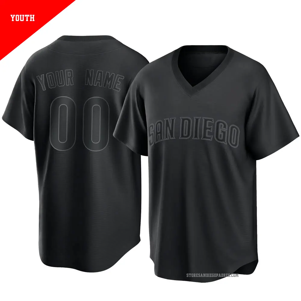 Youth ＃00 Custom San Diego Padres Black Replica Pitch Fashion Jersey